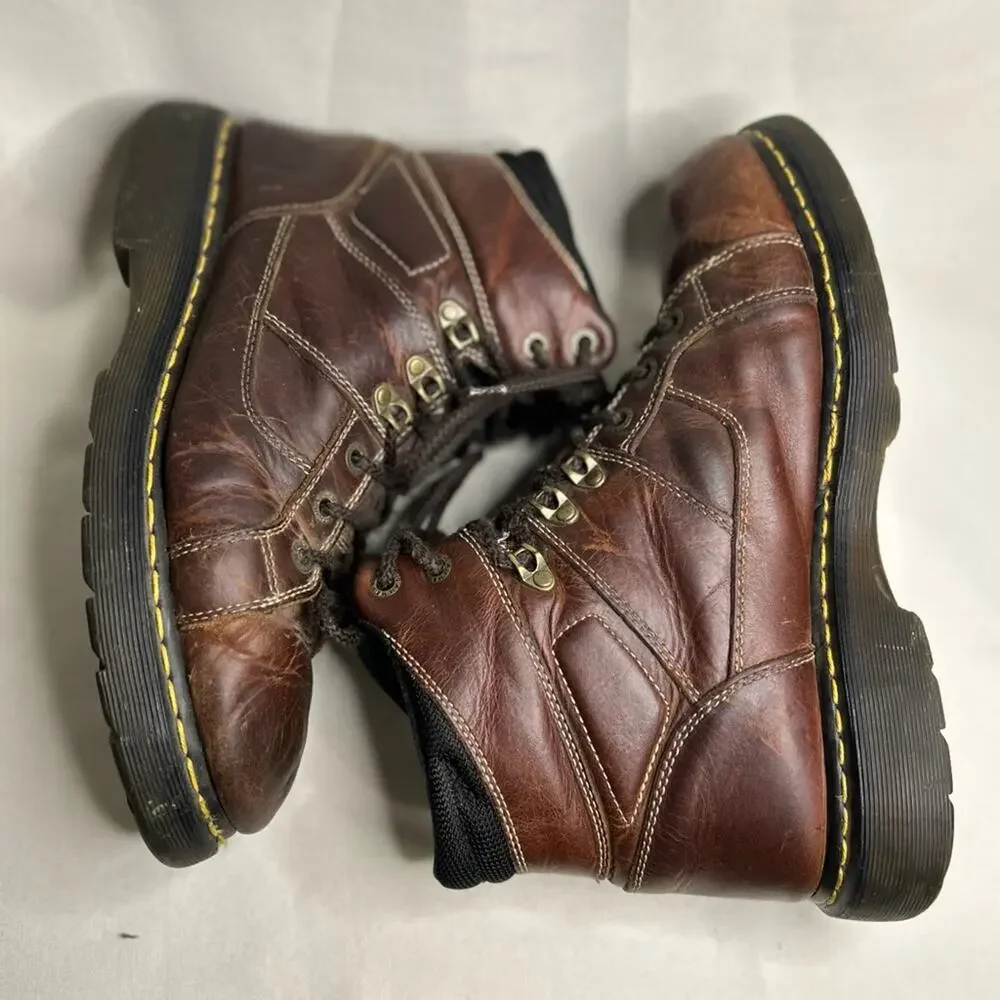 VTG Dr. Martens Industrial Brown distressed Leather Lace-Up Hiking work Boots 13